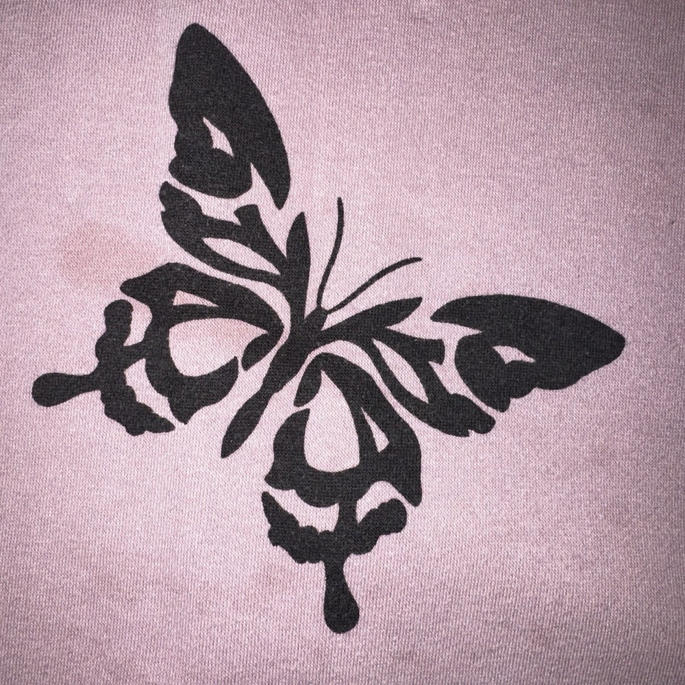 Wild Fable Women's S- M Purple & Black Butterfly Print Fleece Hoodie Grunge Y2K - Picture 4 of 14